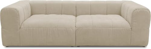 DOMO. collection Sofa Campana, Taschenfederkern, Creme | 3 Sitzer mit Taschenfederkern, komfortables Bigsofa mit gepolsterter Rückenlehne, 250 x 113 x 72 cm (BxTxH)
