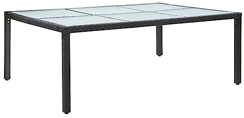 LVHUIDEH Gartentisch mit Stahlgestell und Tischplatte aus Glas, Outdoor Esstisch, wetterfest Terrassenmöbel für BBQ Catering Party Hinterhof, 200 x 150 x 74 cm, Poly Rattan