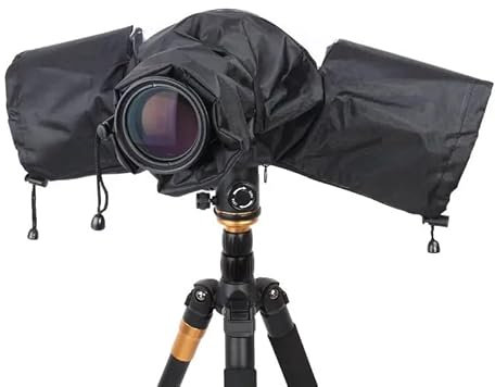 Universal Waterproof Camera Rain Cover with Drawstring Sleeves & Clear Viewing Window, REFLEX CAMERA Protective Enclosure for DSLR & Mirrorless Cameras by Sony, Canon, Nikon, Panasonic & more