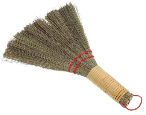 Holibanna Scopa Piccola Portatile in Paglia Naturale per Pulizia Desktop Spazzola Robusta e Leggera Manico Corto per Polvere e Uso Quotidiano