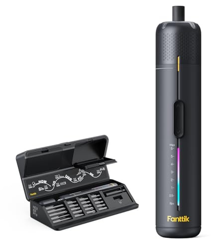 Fanttik S2 Pro 3.7V Electric Screwdriver, Cordless Screwdriver Set, 7 Torque Settings, 0.5 to 6N.m, 20 Magnetic Bits, 1/4''Hex Shank, with 90° Angle Adapter, for Furniture, Household Repairs