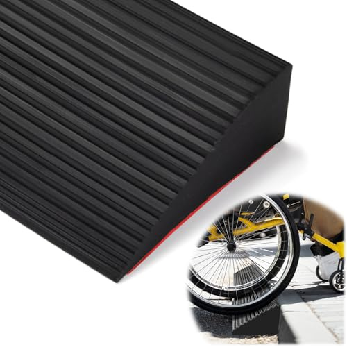 Rampa de umbral de puerta, autoadhesiva, 900 x 80 x (10-30) mm, para silla de ruedas, de silicona para silla de ruedas, cochecito, andador o scooter eléctrico (negro, 90 x 8 x 2 cm)