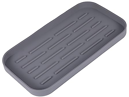 GLEAVI Nonslip Silicone Drying Mat for Kitchen Dish Drainer Drip Tray Easy to Clean Drain Board Tray Protect Sink Grey