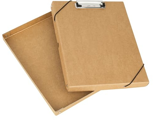 FALKEN ClipBox Pure Nature 25 mm hoch DIN A4 mit Clip und Gummizügen Braun | Made in Germany aus stabilem Karton Aufbewahrungsbox Vegan Geschenkbox Transportbox Schachtel Allzweckbox