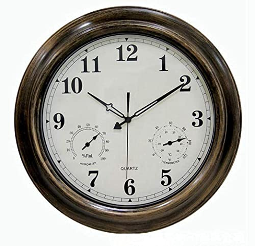 AYCDL Grande Orologio da Parete da Giardino, Orologio da Parete retrò con Termometro E Igrometro, Orologi Decorativi Senza Ticchettio per Uso Esterno O Interno