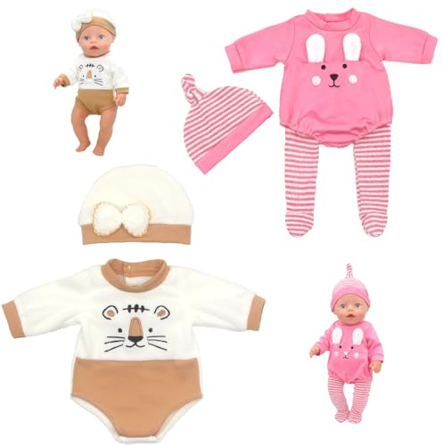 Neuytiky Vêtements De Poupée,Vêtement pour Poupées 35-43 cm, Lot de 2 Tenues Mignonnes avec Chapeau pour Poupées,Cadeaux pour Filles, Enfants(poupée Non Incluse)