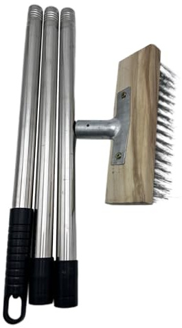 Cepillo de alambre inoxidable – Cepillo de limpieza de acero inoxidable de 59 pulgadas, cepillo de cerdas duras, mango largo resistente para musgo, hormigón, baño, casa, garaje, cubierta al aire libre