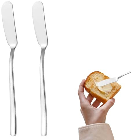 BDEPSTR 2 Piezas Cuchillos para Mantequilla y Queso en Acero Inoxidable | Esparcidor Multiusos para Mermelada y Crema | Utensilios de Cocina Prácticos