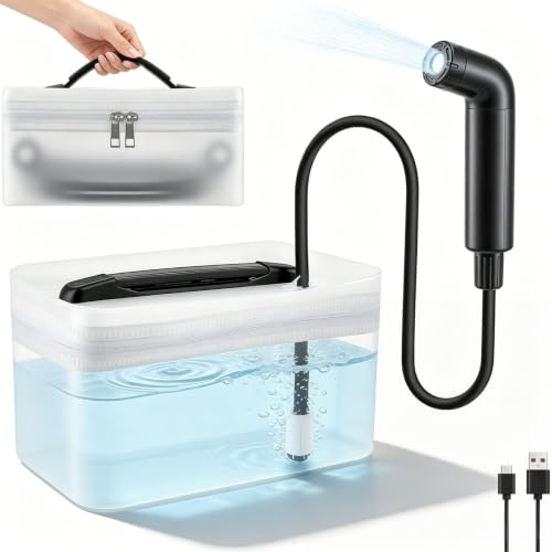 Portable Bidet – 2.3L Electric Rechargeable Handheld Bidet for Toilet, UK Travel Bidet for Camping & Hiking, Portable Sitz Bath Basin with 3-Speed Spray, Muslim Ablution Shower (Black)