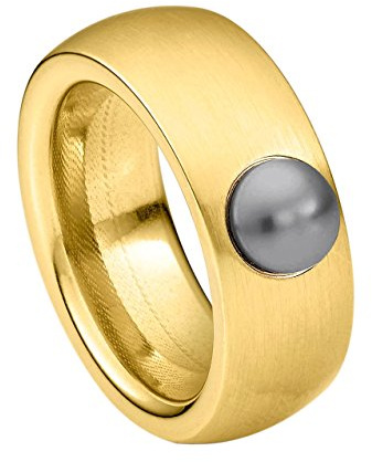 Heideman Ring Damen Coma vergoldet Edelstahl mit Zirkonia weiß | Coma Statement-Ring Gold, Edelstahl, breiter matter Bandring mit Rivoli-Kristall, Damenring, nickelfrei, Geschenk