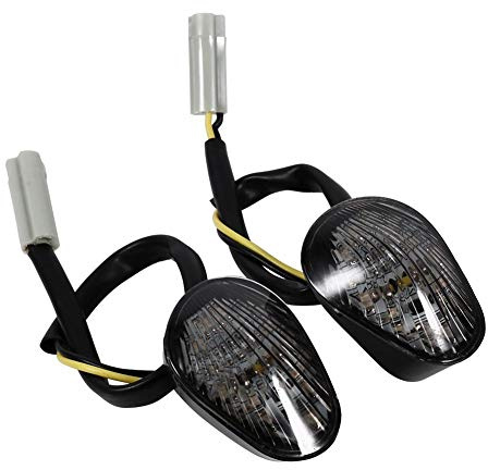 Keenso Motorcycle LED Turn Lights, 1 Pair Motorcycle Indicators Amber Turn Indicator Lamp Flush Mount for Y amaha R1 R6 R6S(Smoke)