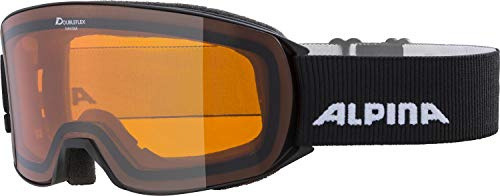 ALPINA NAKISKA - beschlagfreie, rahmenlose OTG Skibrille mit 100% UV-Schutz für Erwachsene - black matt - one size