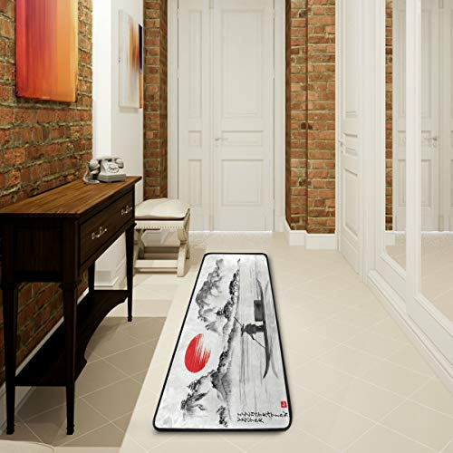 Mnsruu Japanische Moutain Sun Ölgemälde-Kollektion Teppich für Wohnzimmer, Schlafzimmer, Küche, 61 cm x 182,88 cm