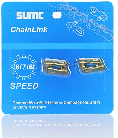 Inkesky SUMC 4 Paar wiederverwendbare Schnellglieder für Fahrradketten – kompatibel mit Shimano/KMC/Campagnolo/SRAM (6/7/8-fach (Gold))