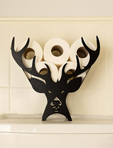 HomeZone Novelty Deer Head Toilet Roll Holder Free Standing Stag Animal Bathroom Accessories Decorative Home Decor Indoor Storage Loo Roll Holder
