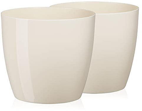 Tymar Blumentopf, 2er-Pack, Runde Form, Übertopf (Ecri, ø 18 cm) | wetterfeste & robuste, Modern, für Innen- & Außenbereich, aus Kunststoff, ideal für Wohnzimmer, Balkon, Büro