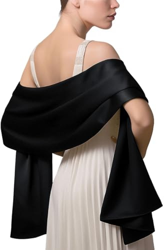 LumiSyne Mujer Satén Gasa Chal Mantón Sedoso Color Sólido Bufanda Pañuelo Ligero Estola Para Fiesta Vestido Boda Novia Dama De Honor Noche