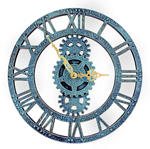 Taodyans Outdoor Wanduhr 30 cm - Vintage Garten Wasserdicht Retro Aussenbereich Küche Wohnzimmer Industrial 3D - Ticken (Grün)