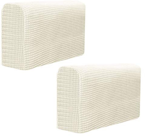 SEWACC 2pcs Armrest Chair Covers Stretch Armchair Couch Armrest Covers Anti- Slip Sofa Arm Caps Slipcovers Chair Arm Protectors for Chairs Couch Sofa (Creamy- White)