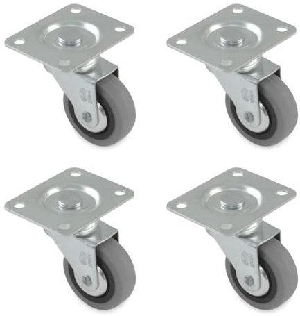 Amig - Pack de 4 Ruedas para Muebles - Ø 30 mm - Carga Máxima por rueda 15 kg - Pletina de Acero - Fabricada con Goma - Sin Freno - Ideales para Sillas de Oficina y Muebles Pequeños