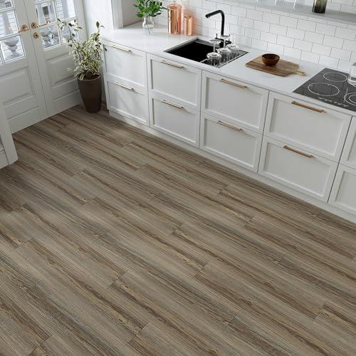 VaryPaper Peel and Stick Brown Wood Effect Vinyl Flooring Planks 90cmx15cm 10 Pieces Stick on Floor Tiles for Bathroom Kitchen Lino Flooring Self Adhesive Tiles for Walls Living Room Laminate Flooring