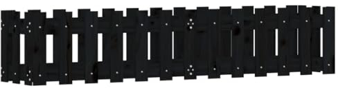 vidaXL Hochbeet, Pflanzkasten mit Lattenzaun-Design, Frühbeet Pflanzbeet für Garten Terrasse, Gemüsebeet Blumenkasten, Schwarz 150x30x30 cm Massivholz Kiefer