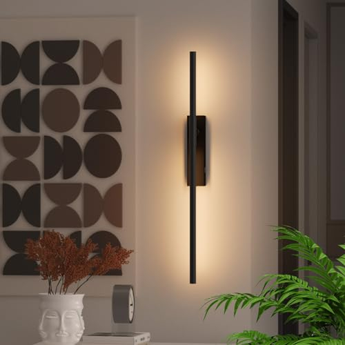 Coinmit LED dimmbare Wandlampe, Akku Wandleuchte, Schwarz Wandlampe, kabellose, aufladbare, geeignet für Innenräume, Wohnzimmer, Arbeitszimmer.