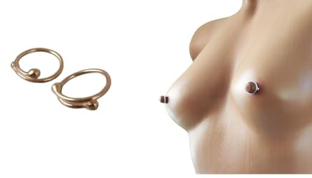 Handgefertigter Brustschmuck. Fake Brustwarzenpiercing Sterling Silber