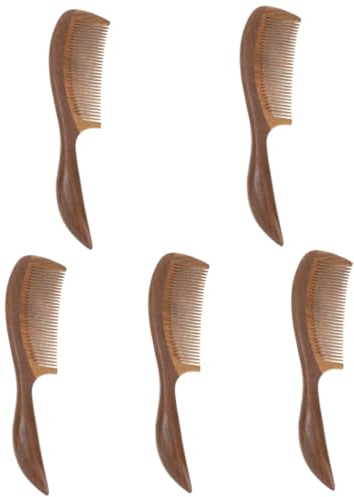 POPETPOP 5stücke Anti-statischer Holzhaarkamm Feiner Zahnkamm Aus Natürlichem Holz Für Frauen Geeignet Für Haartypen Und Komfortabel