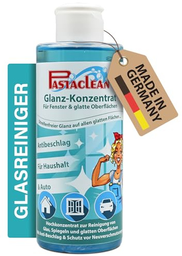 Pastaclean® Glasreiniger Glanz-Konzentrat 200 ml - Fensterreiniger - Scheibenreiniger - Fensterputzmittel mit Anti-Beschlag & Schutz vor Neuverschmutzungen