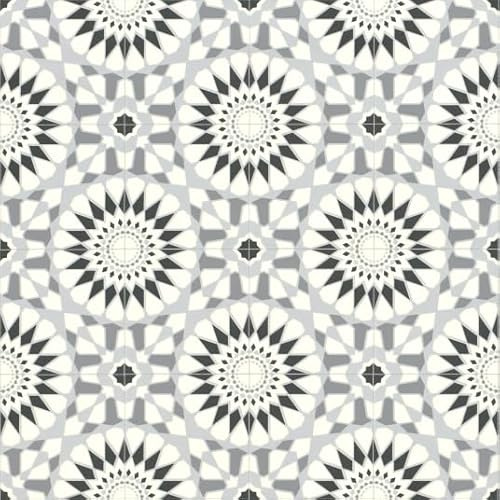 Sol Vinyle Carreaux de Ciment mosaïque Noir - Rouleau de 2m x 4m