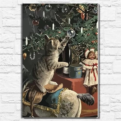 Aimaor Malen Nach Zahlen Erwachsene,Katze Tier Paint by Numbers Adult Bastelset Malen-Nach-Zahlen Kinder Anfänger Leinwand Kreativ Set DIY Set Malen nach Zahlen（DIY Frame） 50x65cm