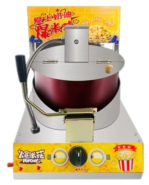 hxoity Automatic Stirring Popcorn Maker Popper Electric Popcorn Machine Stainless Steel Stovetop Cool Touch Handles 99% Blasting Rate Delicious Snackes for Home Kids Movie Night
