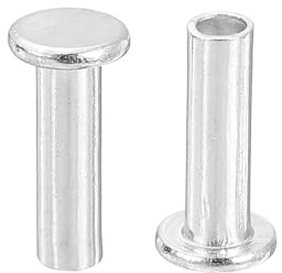 QUARKZMAN 50Pcs Rivets Semi-Tubulaires 3mm x 10mm Rivets Tubulaires Argenté | en Aluminium, à Tête Plate Ronde pour l'Industrie et les Réparations Domestiques