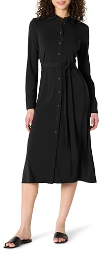 Amazon Essentials Abito Midi da Donna in Jersey Opaco, vestibilità Regolare, Nero, M