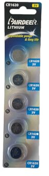 Pile Bouton Plat CR-1620 (Blister de 5 unités) : Puissance et durabilité dans chacune. Idéales pour Les Petits appareils et Les télécommandes. Fiabilité assurée à Chaque Utilisation !