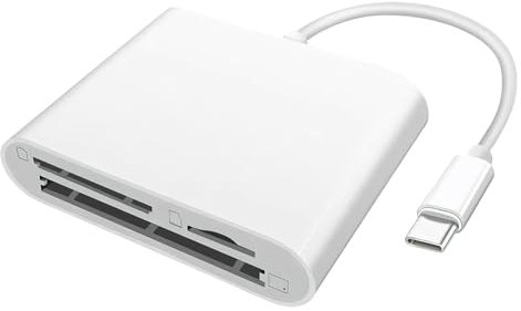 USB C SD Card Reader,Type C SD Card Adapter Supports Compact Flash/CF/SD/MicroSD,Compatible with iPhone 16/Pro Max/Pro/Plus,iPad Pro,MacBook Pro/Air,Galaxy S8 to S24-White