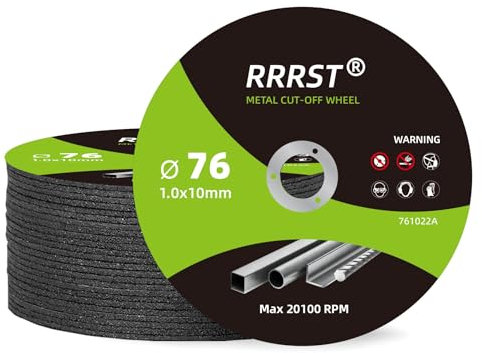 RRRST Disque à Tronçonner 76 Metal 1mm Extra Fin, 25 Pièces Flexible Disque Découpe Pour Meuleuse D'angle, Pour Métal, Acier Inox, Acier, Fer, Aluminium, Tôle, Tube D'acier