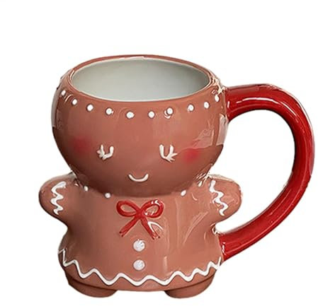 Weihnachtstassen Lebkuchenmann | Winter-Lebkuchenmann-Tasse | Weihnachtskaffeetasse | Weihnachtscharakter-Tassen | süße Tassen | Lebkuchenmann-Tasse für heiße Schokolade