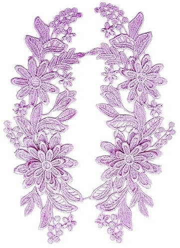 Yulakes 4pcs Blume Spitze Applikation,Stickerei Spitzen Aufnäher Ausschnitt Applikation Kragenbesatz Aufnäher Nähen Für Hochzeitskleid Kostüme Nähen Kleidungszubehör (Lila)