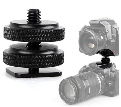 Adattatore per slitta per flash – doppia vite 1/4 Action Camera Hot Shoe Mount | Microfono Camera Video Light Hot Shoe Mount per Studio Creation