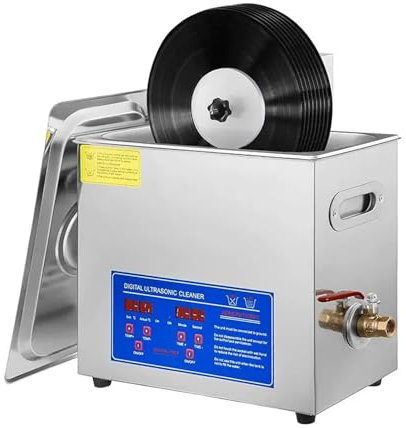 Macchina per la pulizia di dischi in vinile ad ultrasuoni, 6 l, pulitore sonico commerciale 40 KHz 180 W, tipo professionale con cestino e palla a maglia fine