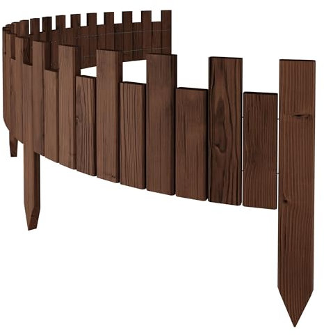 Floranica Bordo Aiuole Flessibile 2 m x 20 cm Marrone Bordura per Giardino Recinzione per Giardino Bordino da Giardino Arrotolabile Staccionata in Legno