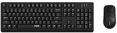 Rapoo I Spanische QWERTY-Tastatur und Maus, kabellos, (X1500, 1200 DPI, Windows XP/Vista/7/8/10/11 und MacOS, Batterien), Schwarz | X1500, 1200 dpi, Windows XP/Vista/7/8/10/11 und MacOS, Batterien