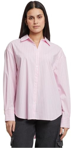 Urban Classics Damskjortblus damer, överdimensionerad randig blus, randig damblus i överdimensionerad look, storlekar XS – 5XL, Mjuk rosa/vit, S