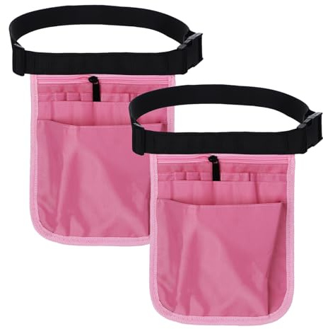 2 Stück Krankenschwester Tasche, Gürteltasche Damen Herren Hüfttasche Arbeitstasche Damen Kellnertasche Gürteltasche Arbeit Gürtel Organizer Krankenschwester Pflege Zubehör Belt Bag Bauchtasche, Rosa