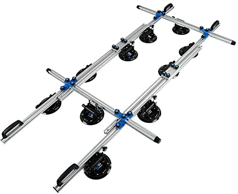 3.45M Adjustable Large Slab Brick Ceramic Tile Rock Slab Vacuum Suction Cup Lifting Frame Glass Stone Installation Paving Transp Stone Installation Handling Lifter Tools(Tic Tac Toe)