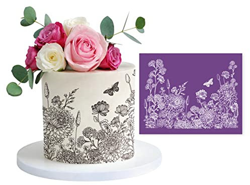 XuQiZZpp Plantilla de malla para tartas, de encaje, flores, hierba, tela, herramienta de decoración para fondant, herramientas de pastelería, suministros para hornear