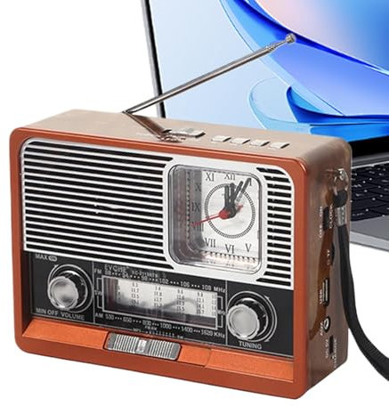 Radio Solaire | Radio Vintage avec Lampe de Poche | Équipement de Survie Rechargeable USB Autonomie Prolongée pour Camping Extérieur Intérieur et Voiture