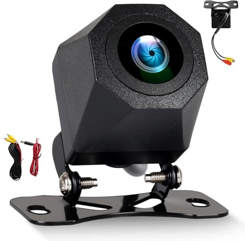 CAMECHO Cámara Trasera AHD 1280x720 Cámara con Visión Nocturna en Color IP68 Impermeable 130° Gran Angular, 12V Universal para Todos los vehículos (VW/BMW/Audi/Benz/Ford/Toyota/Mazda y más)